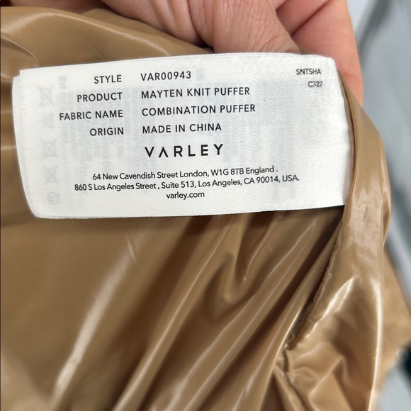 Varley  Mayten Knit Brown Puffer Jacket with Ribbed Sleeves Size Small, - Picture 11 of 15